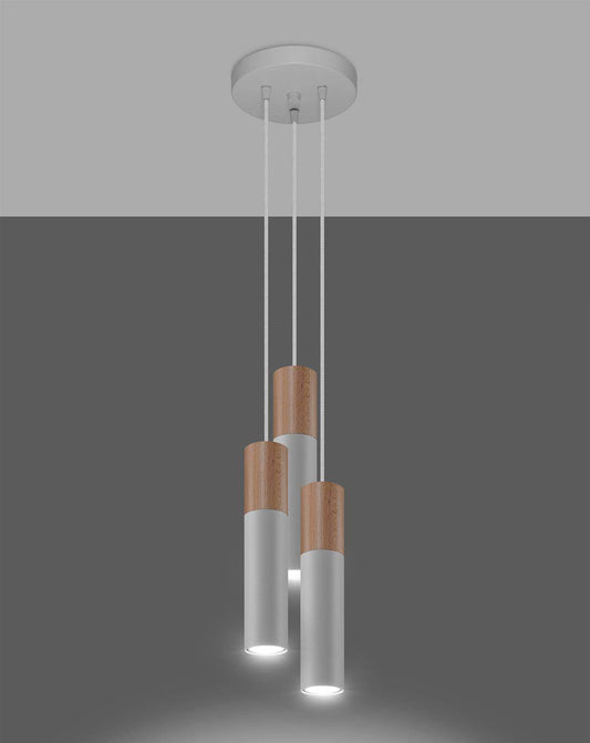 Ripplamp Pablo 3P Valge/Puit GU10 - BrighteNova