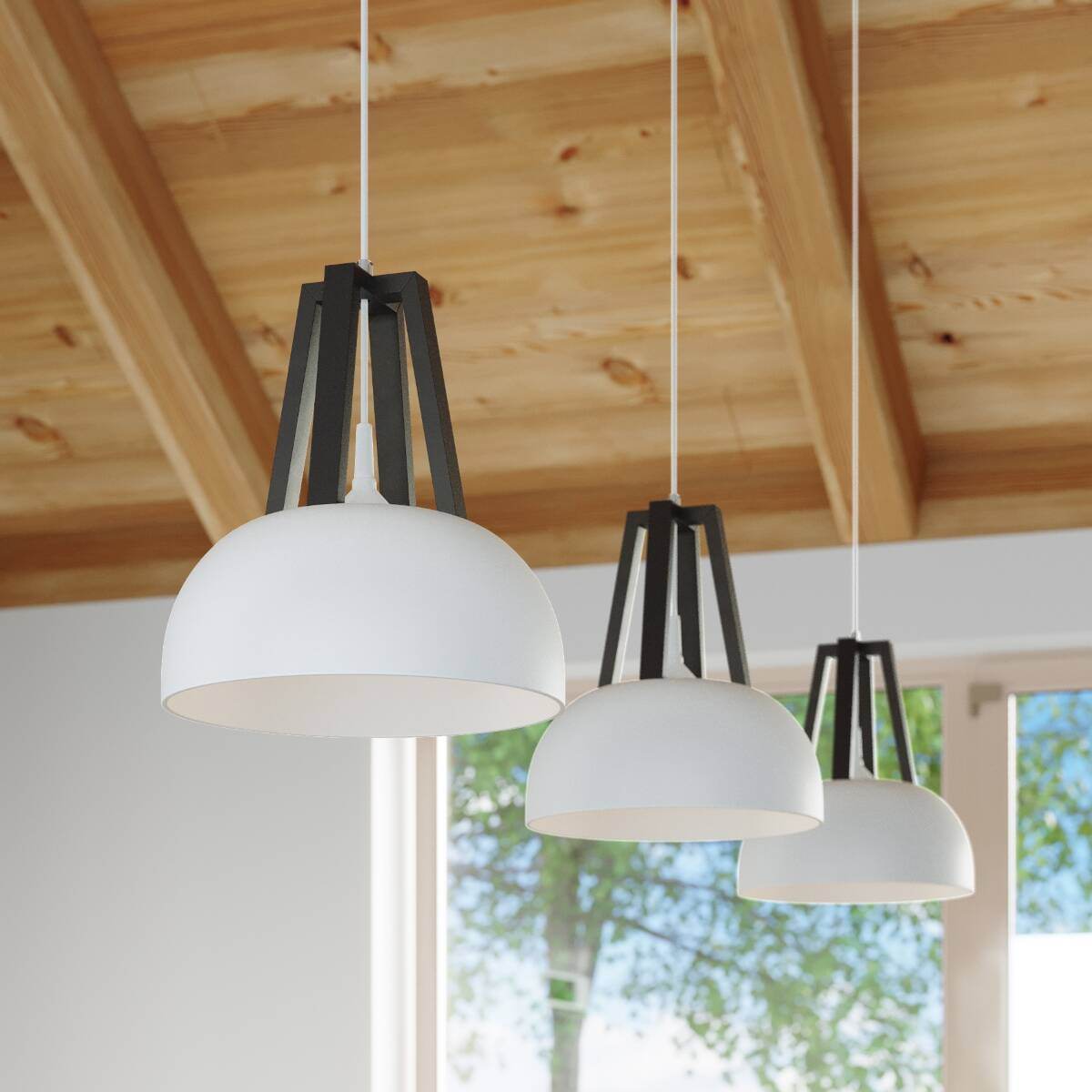 Ripplamp Casco Valge/Must E27 - BrighteNova