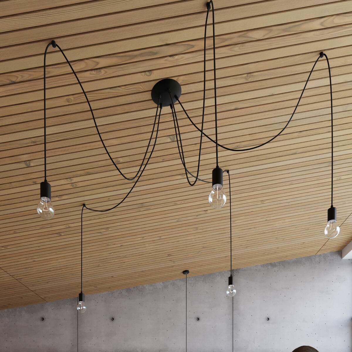 Ripplamp Edison Pikk Must E27 - BrighteNova