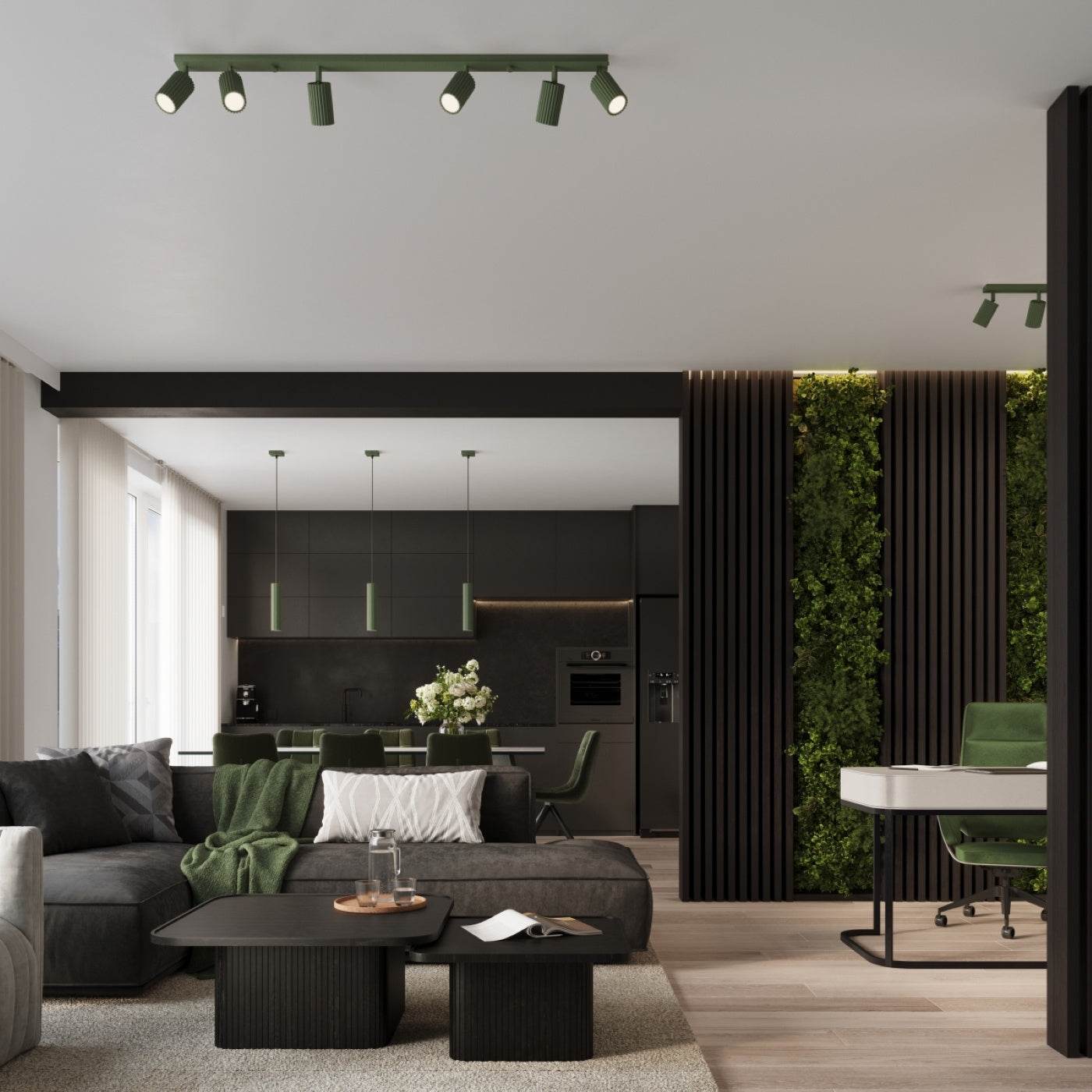 Ripplamp Karbon 3L Oliivi Roheline GU10 - BrighteNova