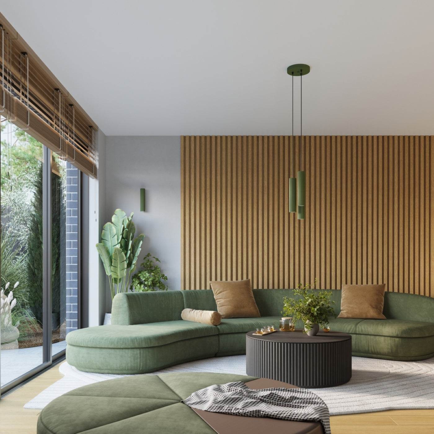 Ripplamp Karbon 3P Oliivi Roheline GU10 - BrighteNova