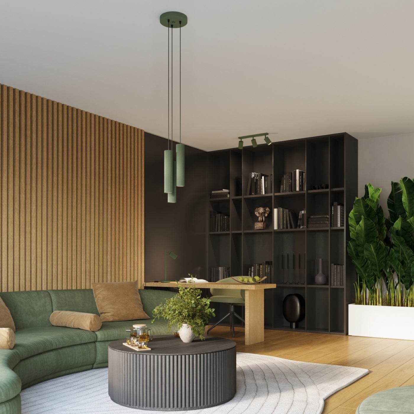 Ripplamp Karbon 3P Oliivi Roheline GU10 - BrighteNova