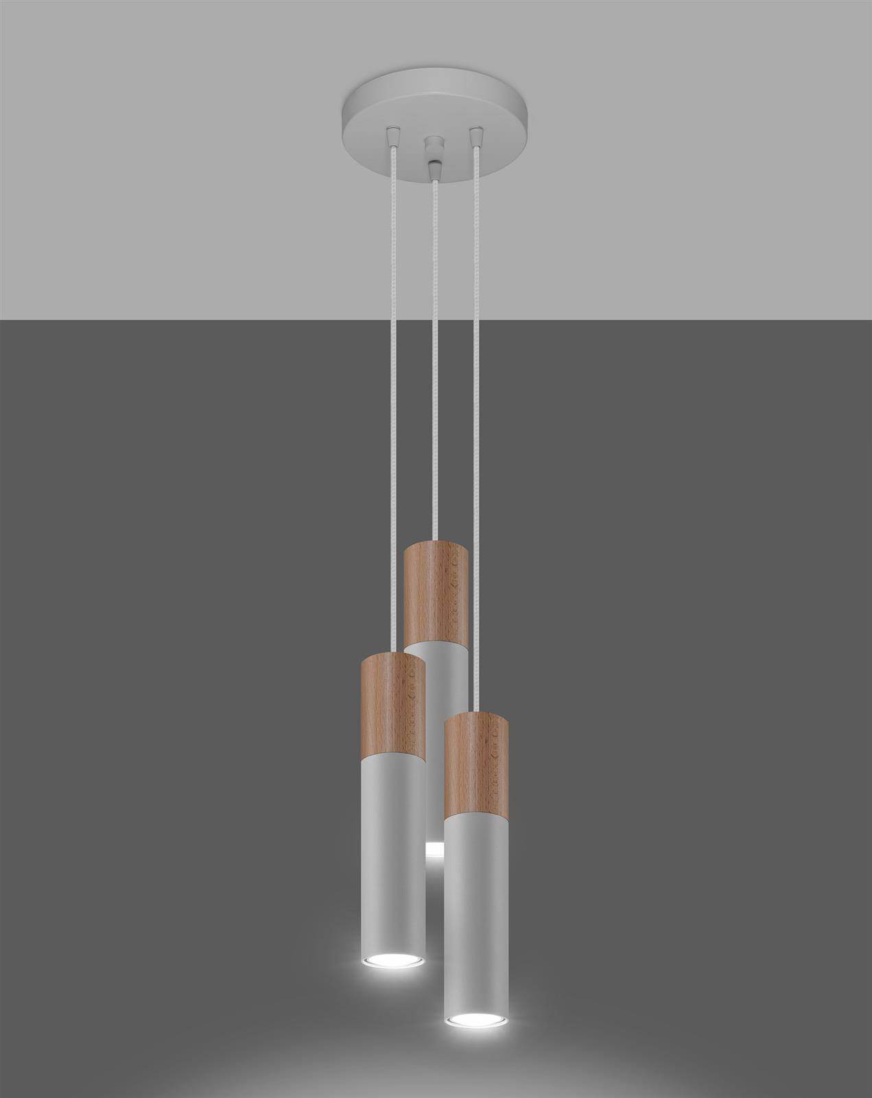 Ripplamp Pablo 3P Valge/Puit GU10 - BrighteNova