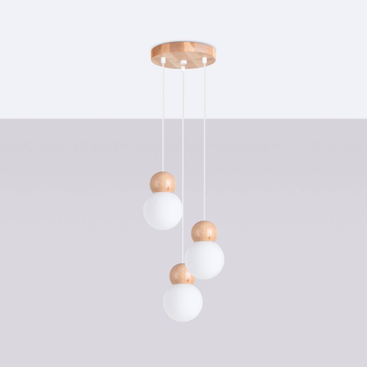 Ripplamp Pekka 3P Valge/Puit G9 - BrighteNova