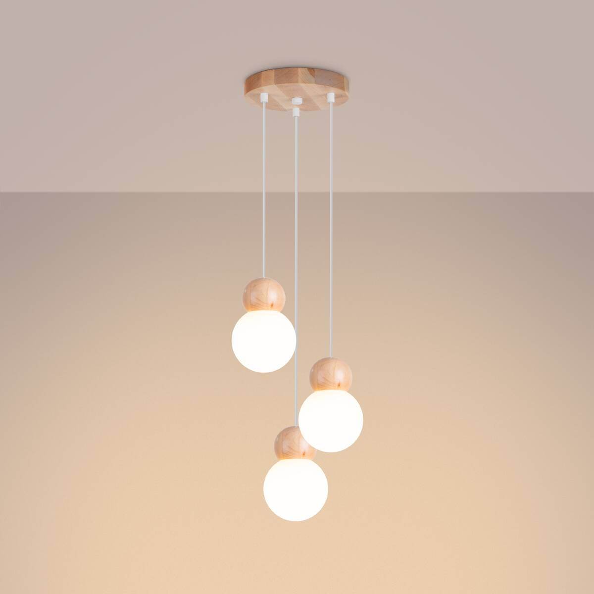 Ripplamp Pekka 3P Valge/Puit G9 - BrighteNova