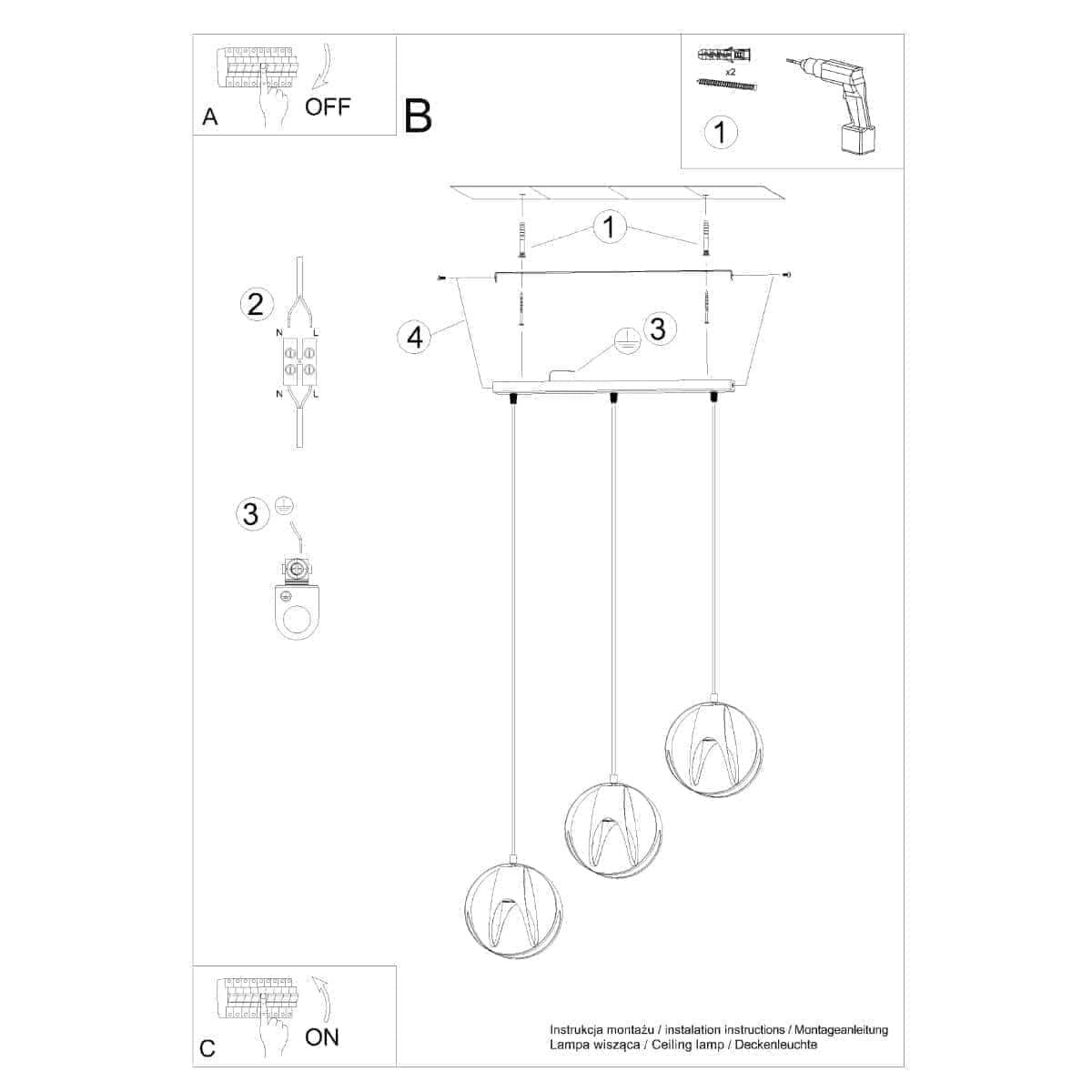 Ripplamp Tulos 3L Must E27 - BrighteNova